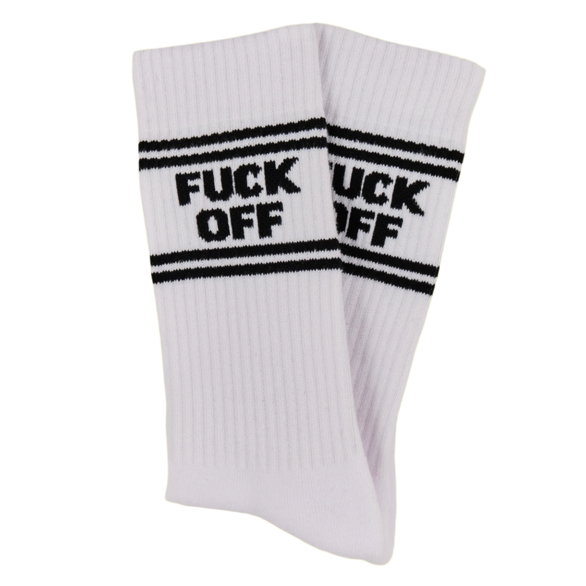 Sweary Sport Socks - Fuck Off: WHITE/BLACK / ONE SIZE (UK 5-11 / EU 38-45 / US 7-12)