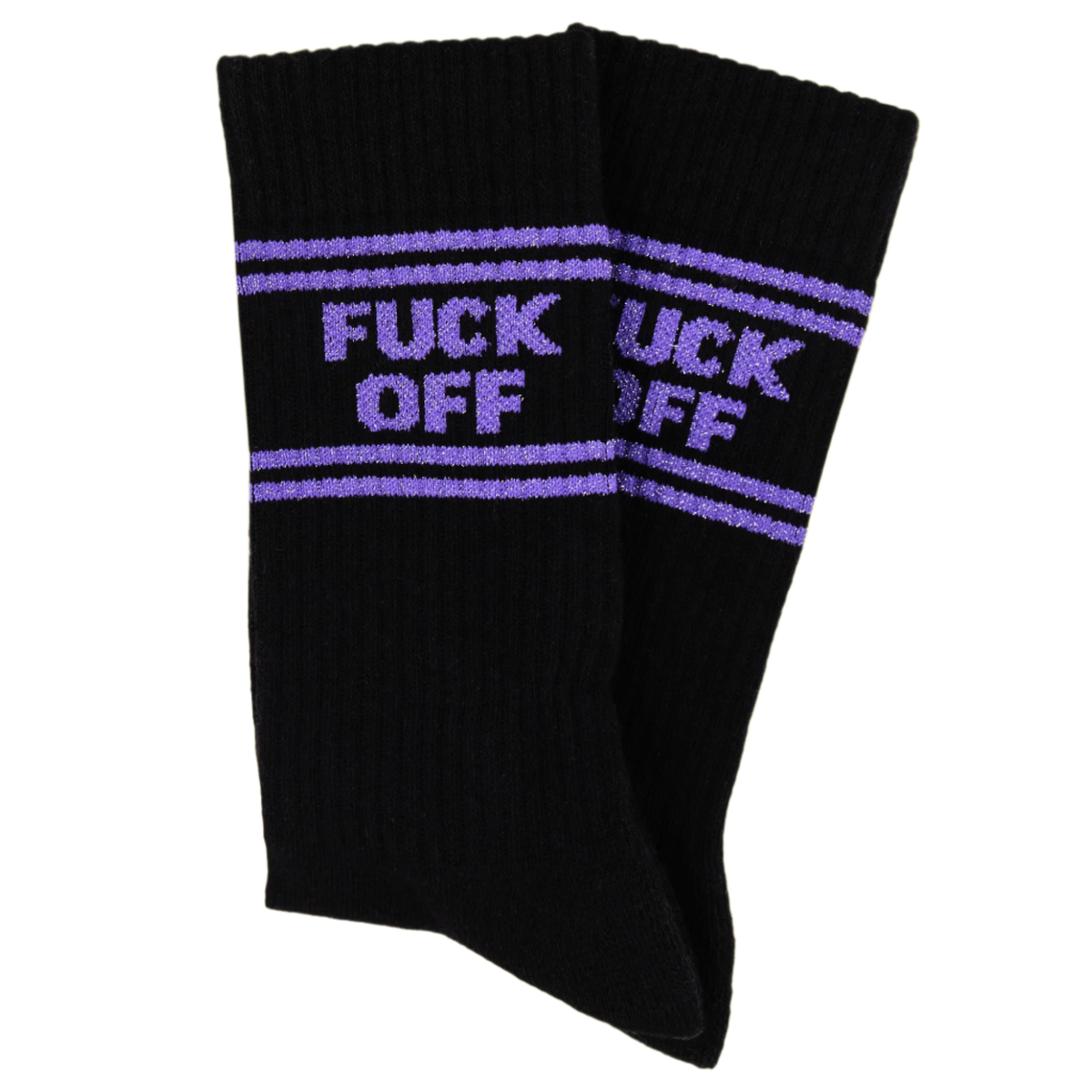 Sweary Sport Socks - Fuck Off: WHITE/BLACK / ONE SIZE (UK 5-11 / EU 38-45 / US 7-12)