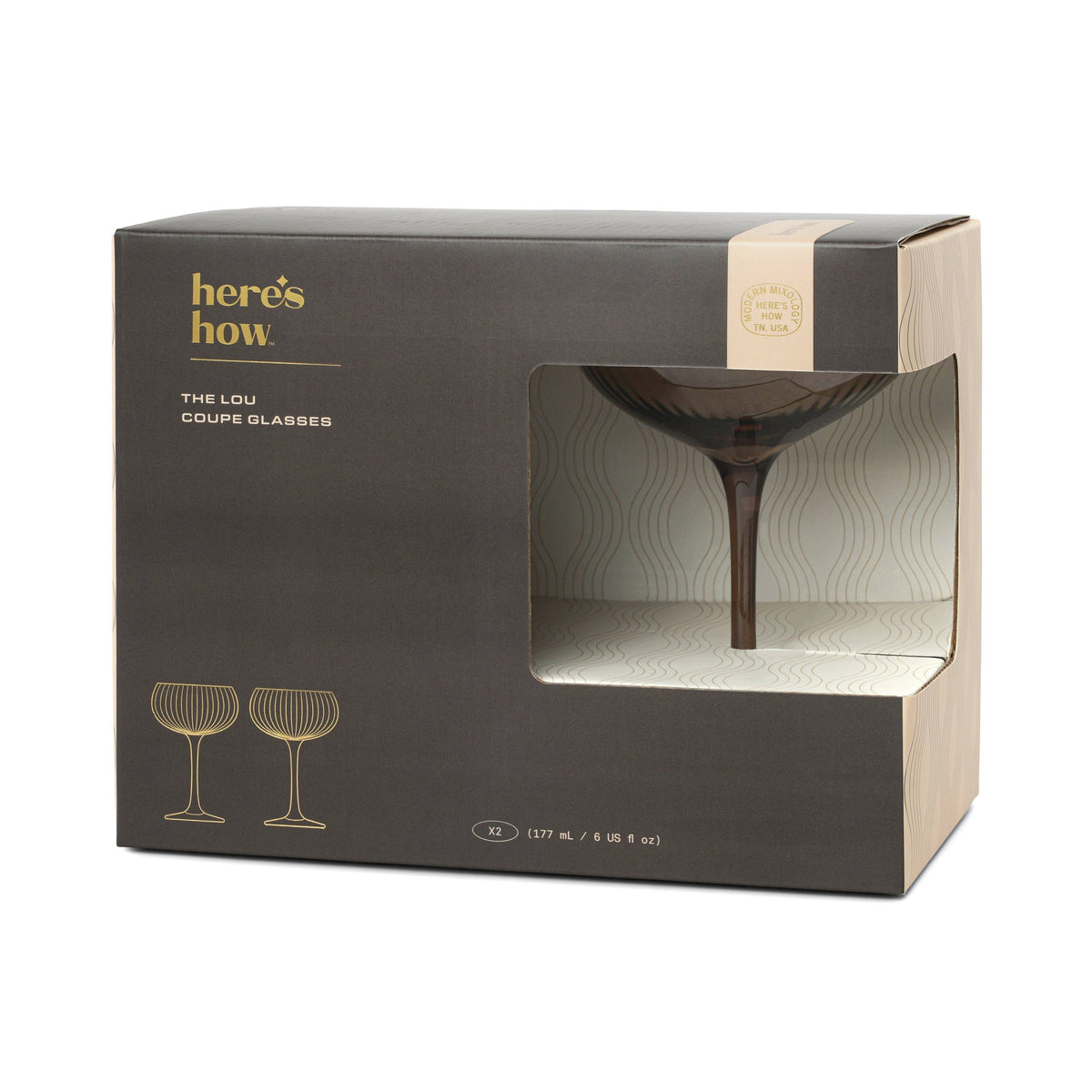 Here's How "The Lou" Coupe Glass - Set of 2 Smoke