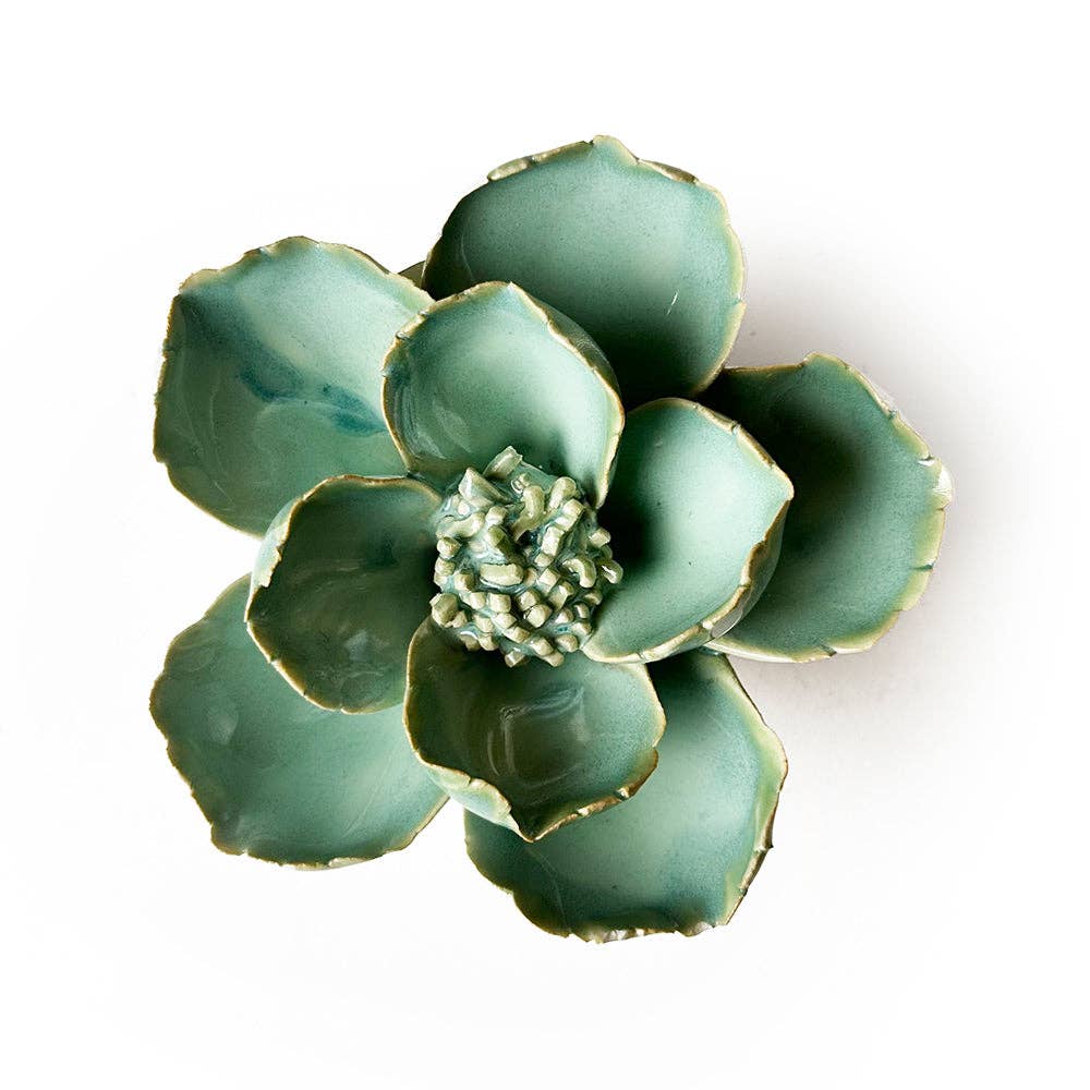 English Garden Ceramic Flower Teal Lotus