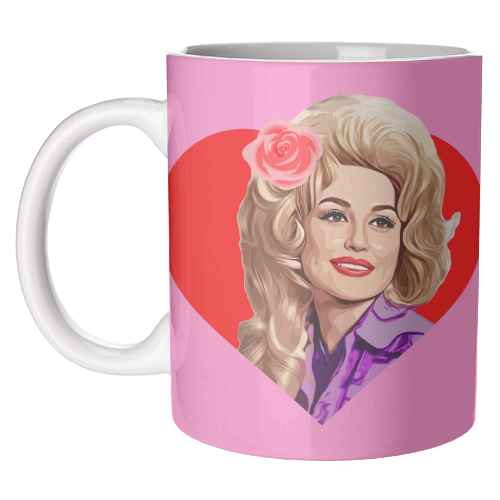 Mugs 'Dolly in Red Heart' by DOLLY WOLFE: Mug Colour Inner & Handle 11Oz - Red
