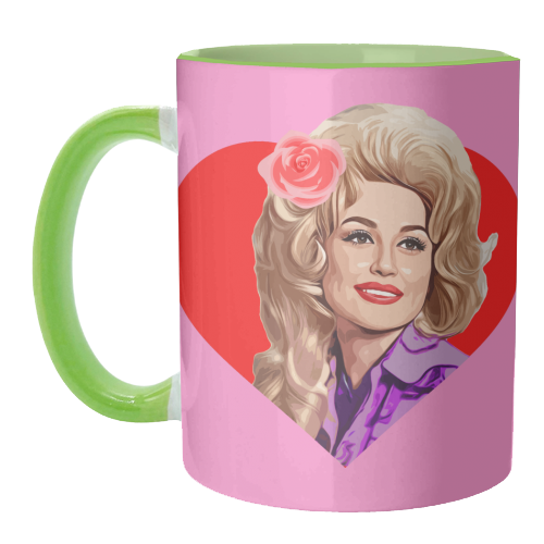Mugs 'Dolly in Red Heart' by DOLLY WOLFE: Mug Colour Inner & Handle 11Oz - Red
