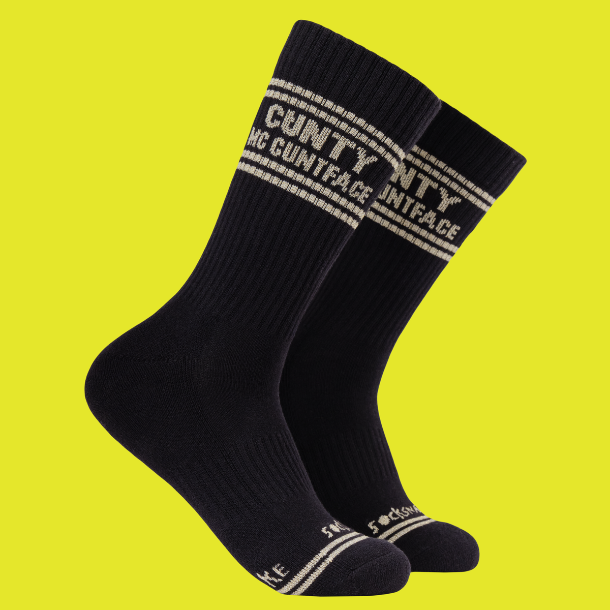 Sweary Sport Socks - Cunty Mc Cuntface: WHITE/BLACK / ONE SIZE (UK 5-11 / EU 38-45 / US 7-12)