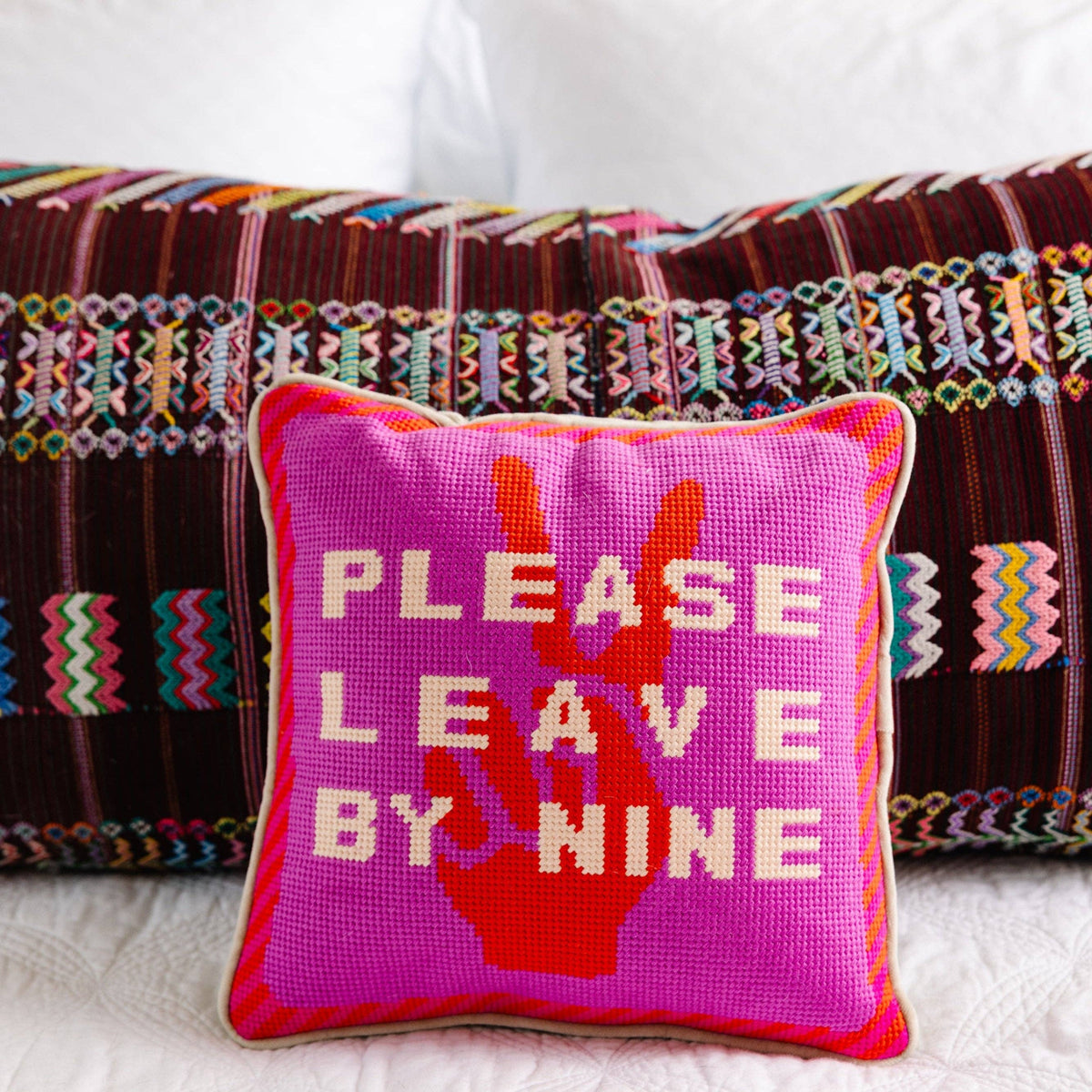 Leave by Nine Needlepoint Cushion