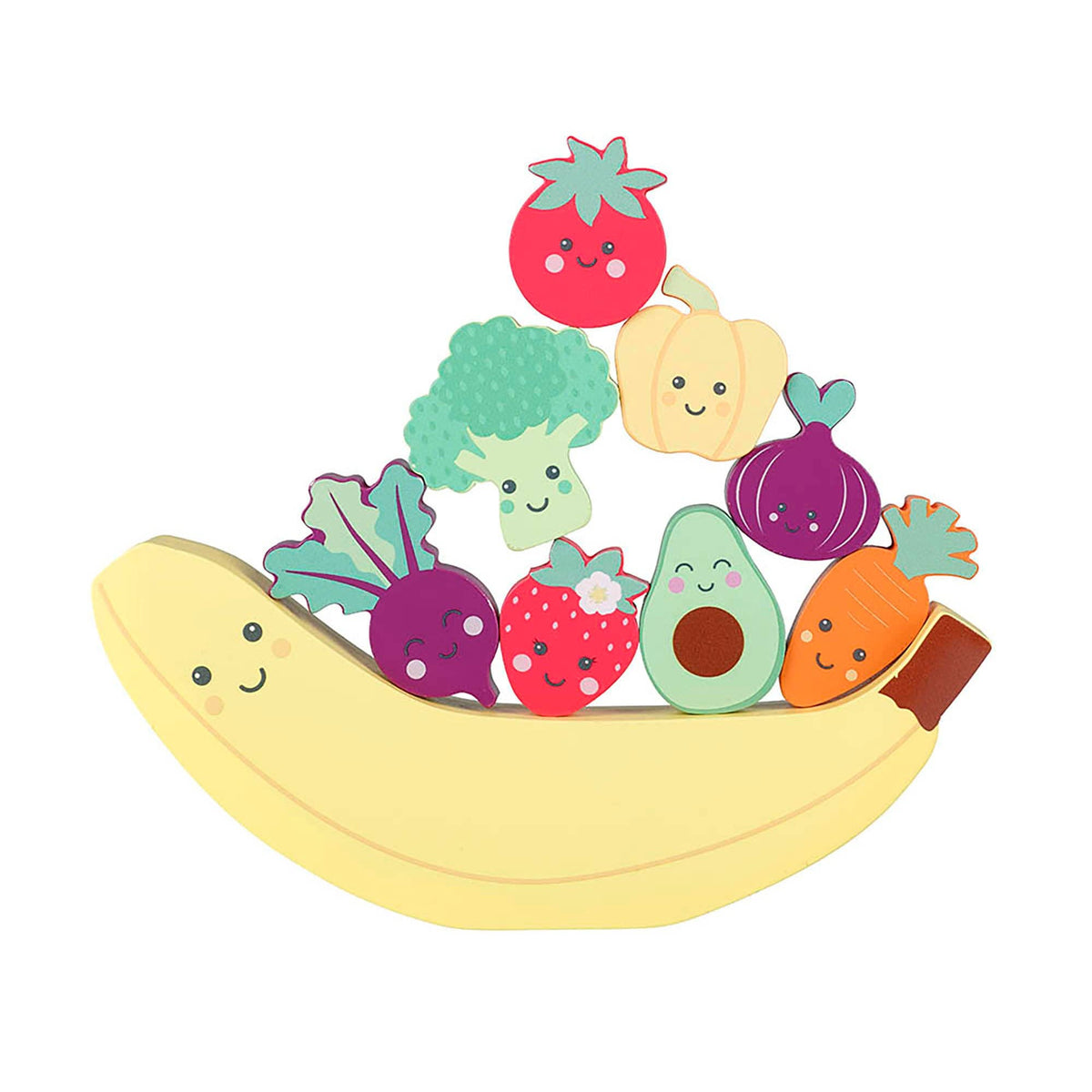 Happy Wooden Veggies &amp; Friends Balancing Game