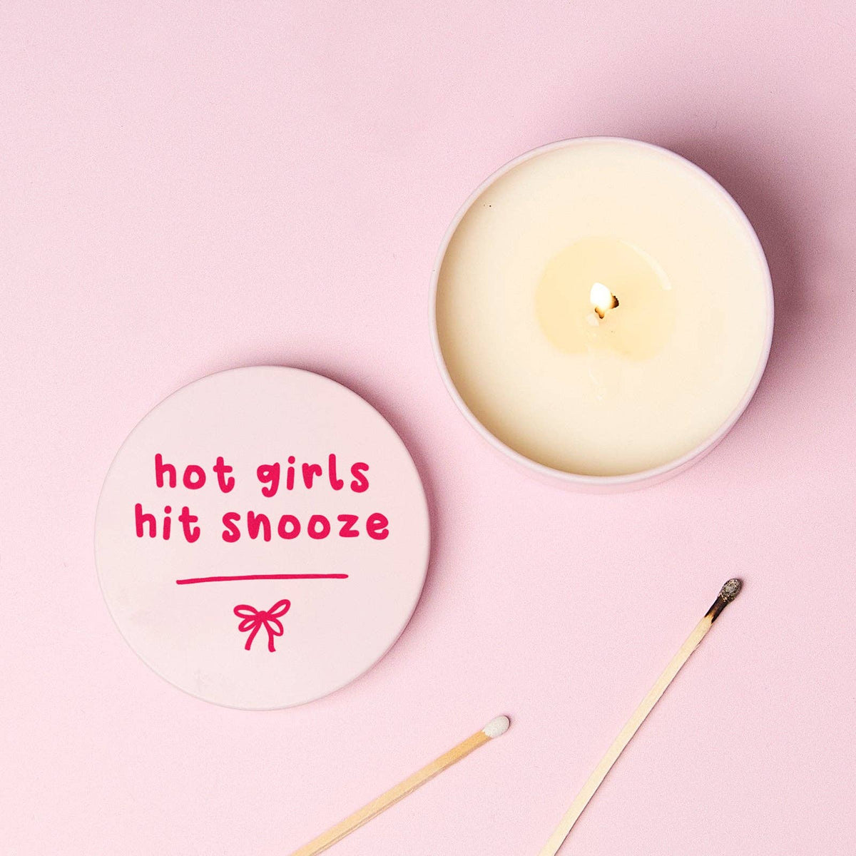 Hot Girls Hit Snooze Pink Tin Candle: Sugar N' Spice - Cookies Vanilla & Spices / Candle Only