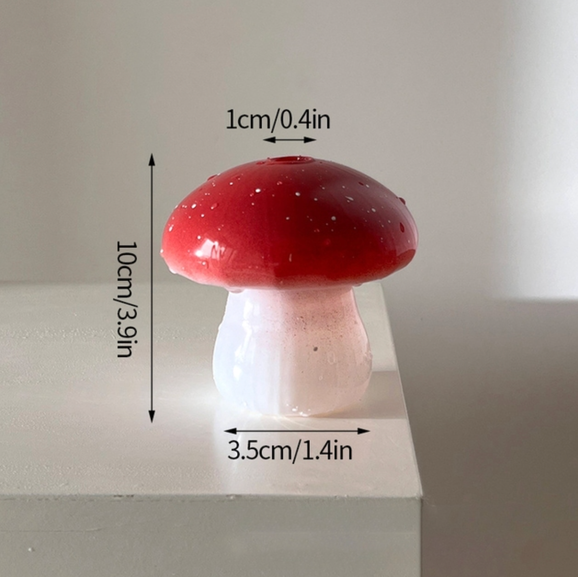 Mini Glass Mushroom Bud Vase: Red