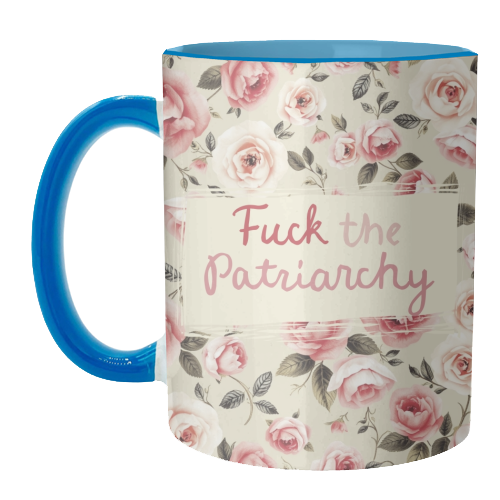 Mugs 'Fuck the Patriarchy vintage style: Mug Colour Inner & Handle 11oz - Pink