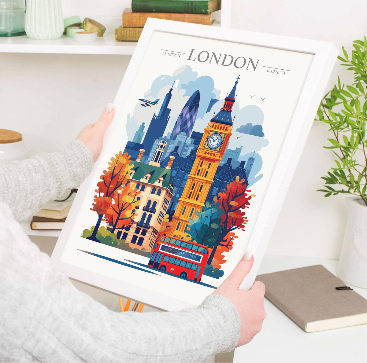 London Skyline Travel Print Wall Art, London Skyline Travel Poster, London City, England City Art, UK Art Gift, London Lovers Gift: Fine Art Print / A3 – 11.7 x 16.5