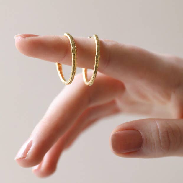 Textured Hoop Earrings: Gold