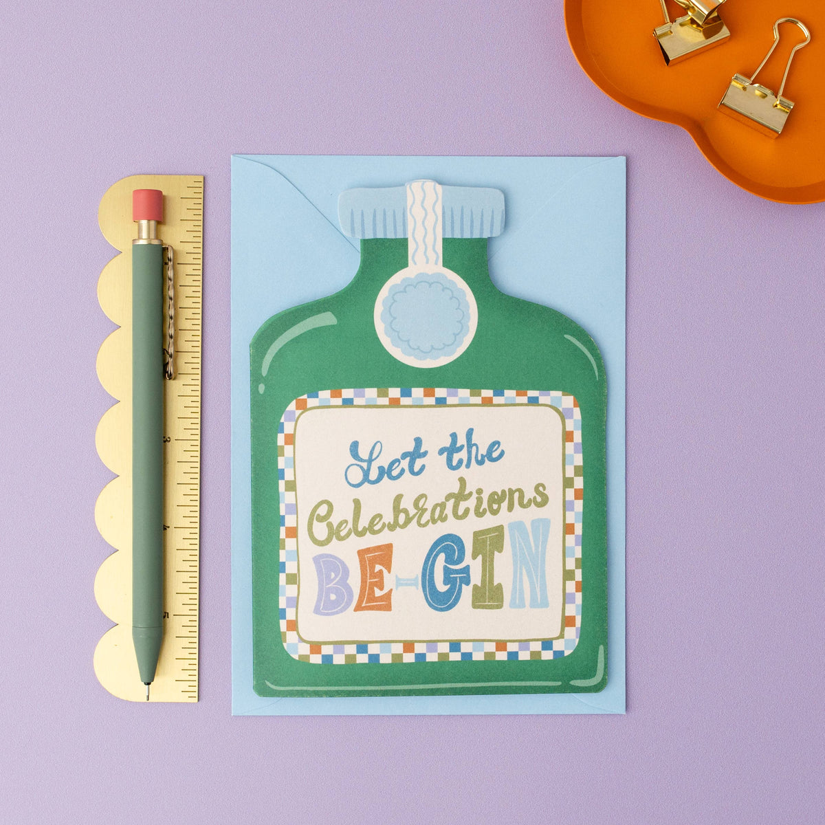 Let The Celebrations Be-Gin Card | Birthday Shaped Card