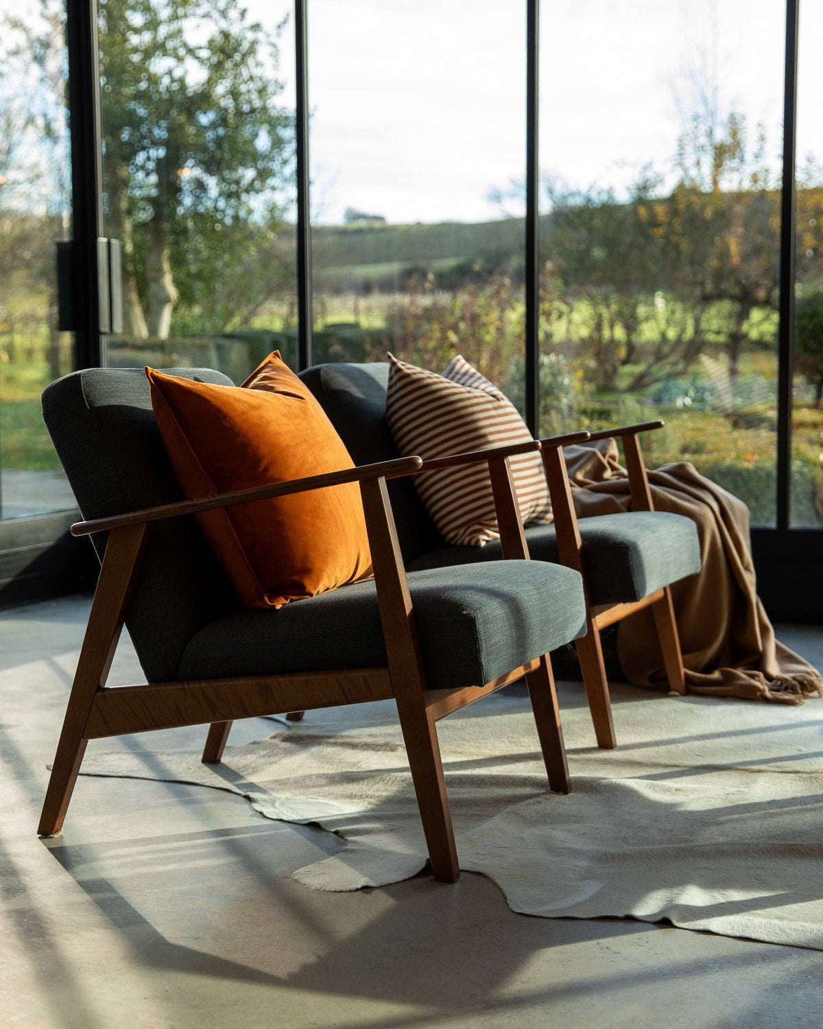 Jasper Square Cushion | Rust/Ecru Stripe