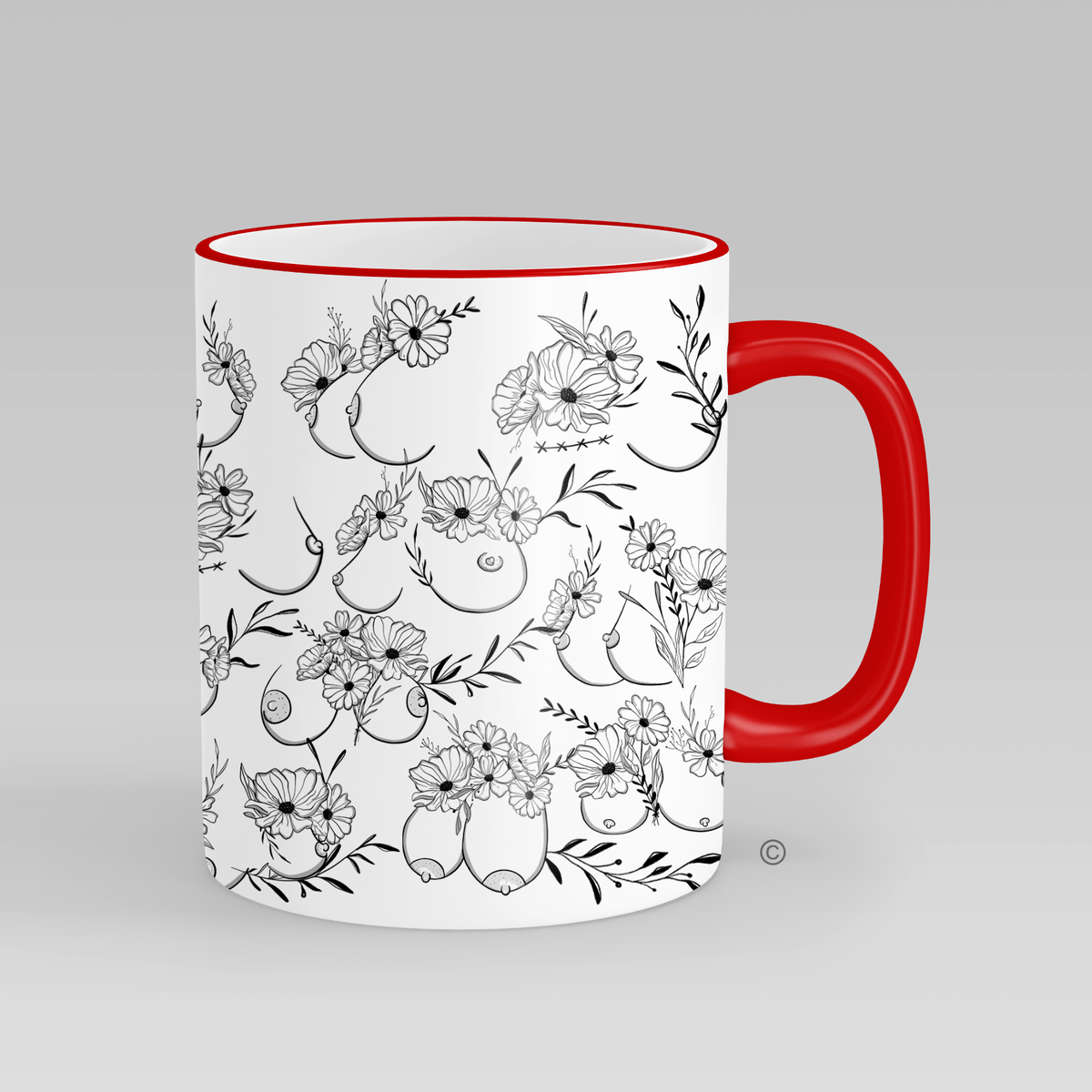 Floral Boob Mug: Pink