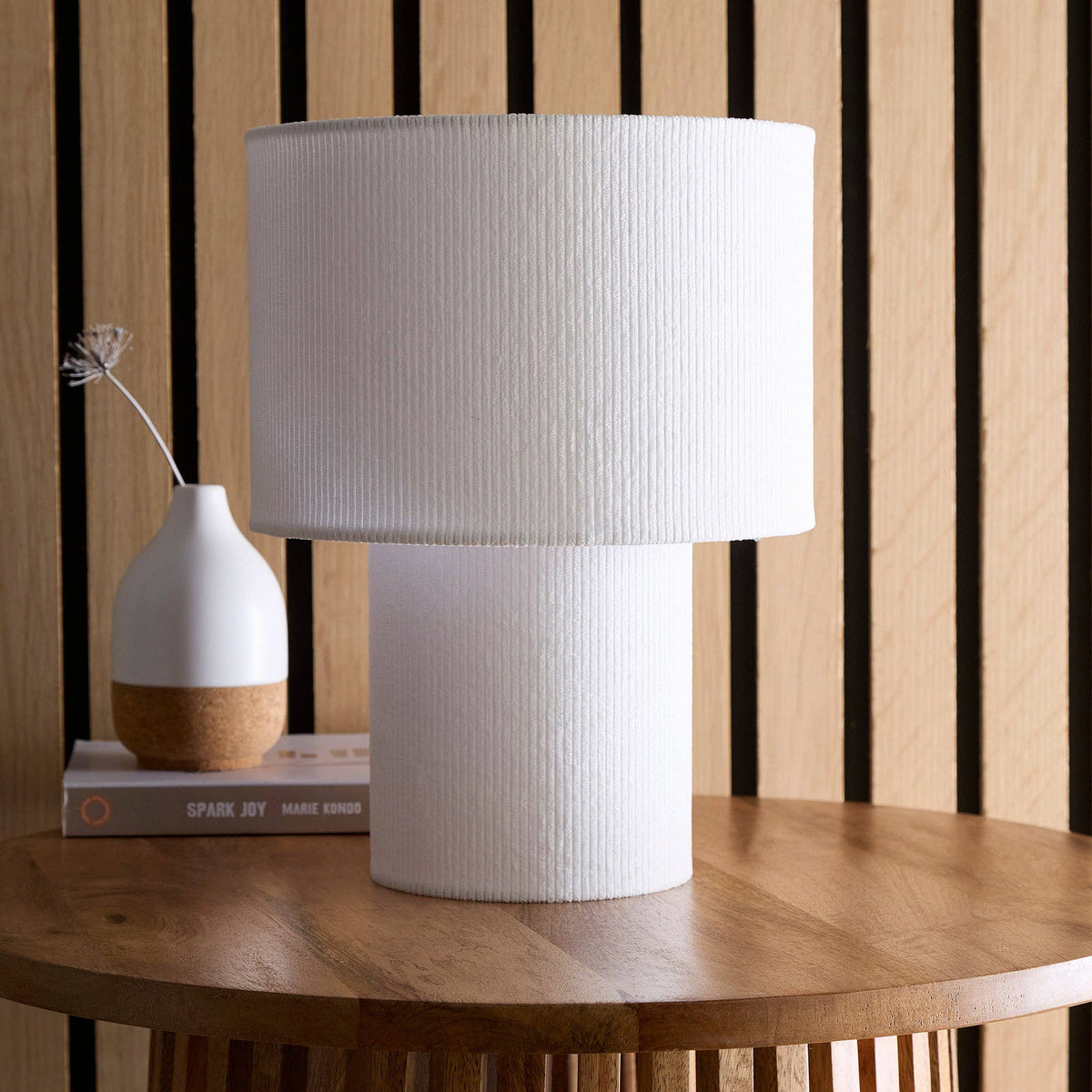 Striped Velvet Table Lamps in a Corduroy Design Available in Ivory, White, Lilac, Dark Green, Soft Green and Brown: Dark Green