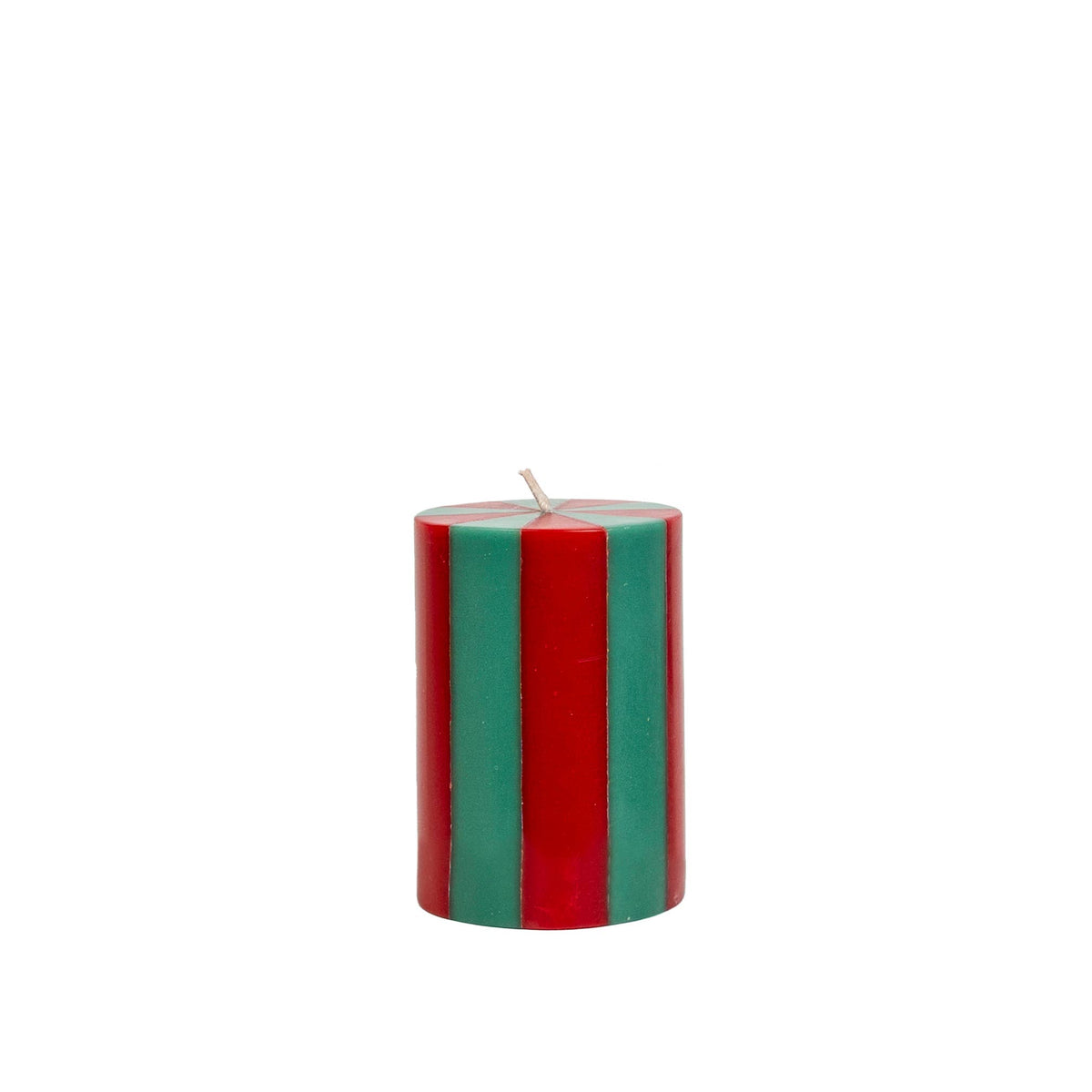 Stripe Pillar Candle S (STOCK): Bright Red / White