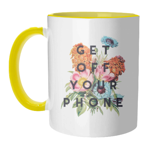Mugs 'Get Off Your Phone': Mug Colour Inner & Handle 11Oz - Blue