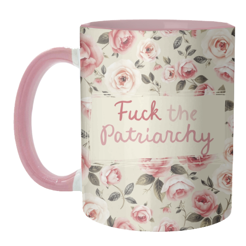 Mugs 'Fuck the Patriarchy vintage style: Mug Colour Inner & Handle 11oz - Pink