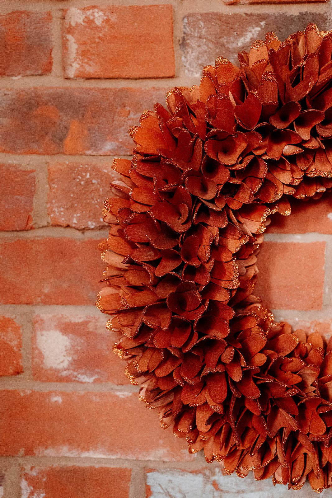 Sparkly Orange Autumnal Wooden Wreath