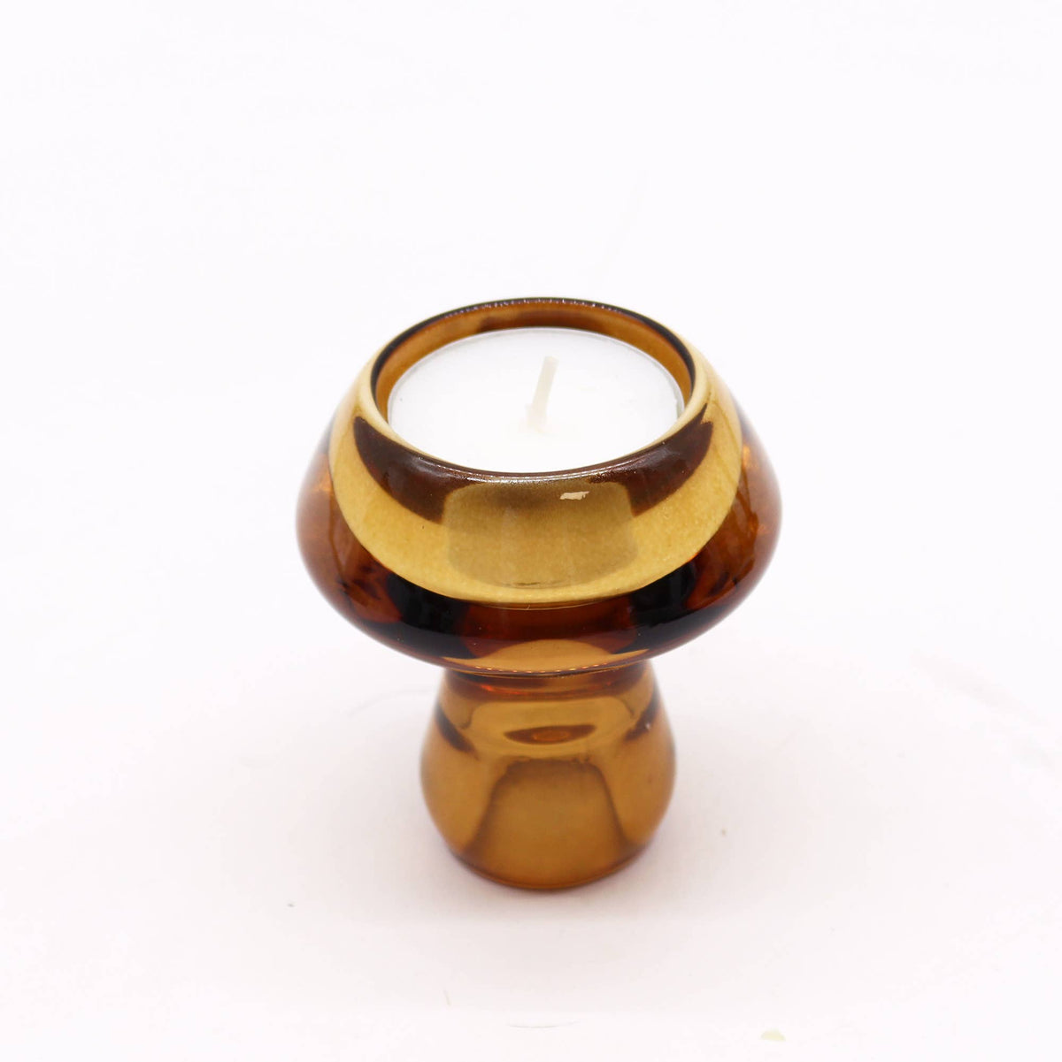 Mushroom Flip Candle / Tealight Holder - Antique Amber