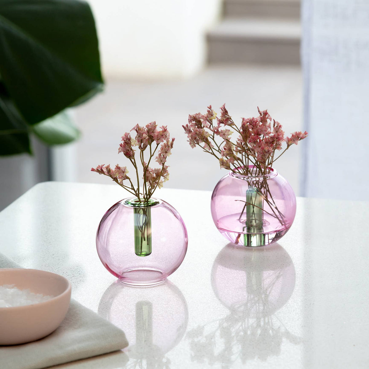 Mini Bubble Glass Vase: Lilac and Peach