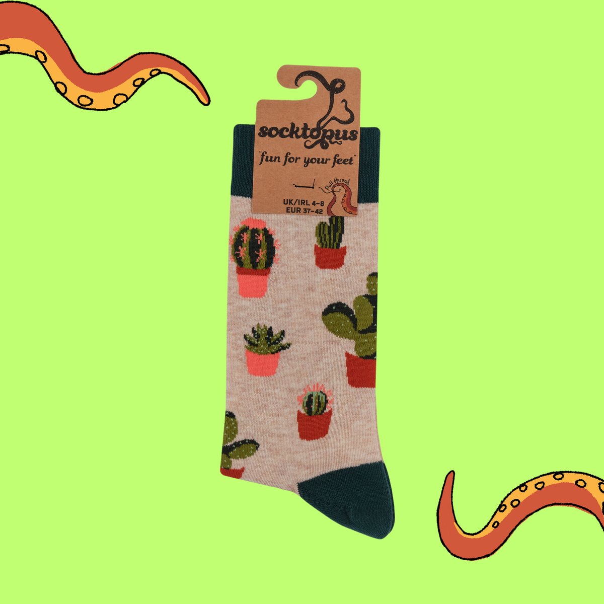 Cactus Socks - Cactoes: OATMEAL / S (UK 4-8 / EU 37-42 / US 6-10)