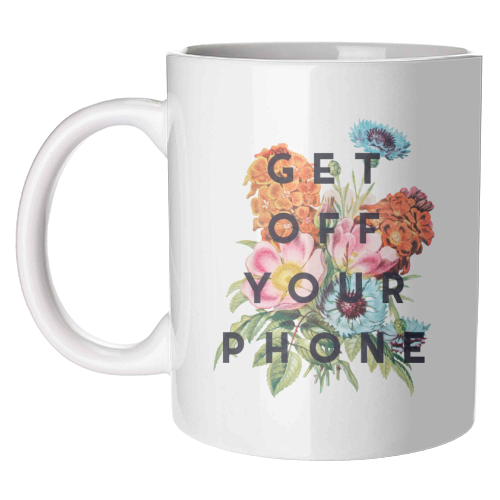 Mugs 'Get Off Your Phone': Mug Colour Inner & Handle 11Oz - Blue
