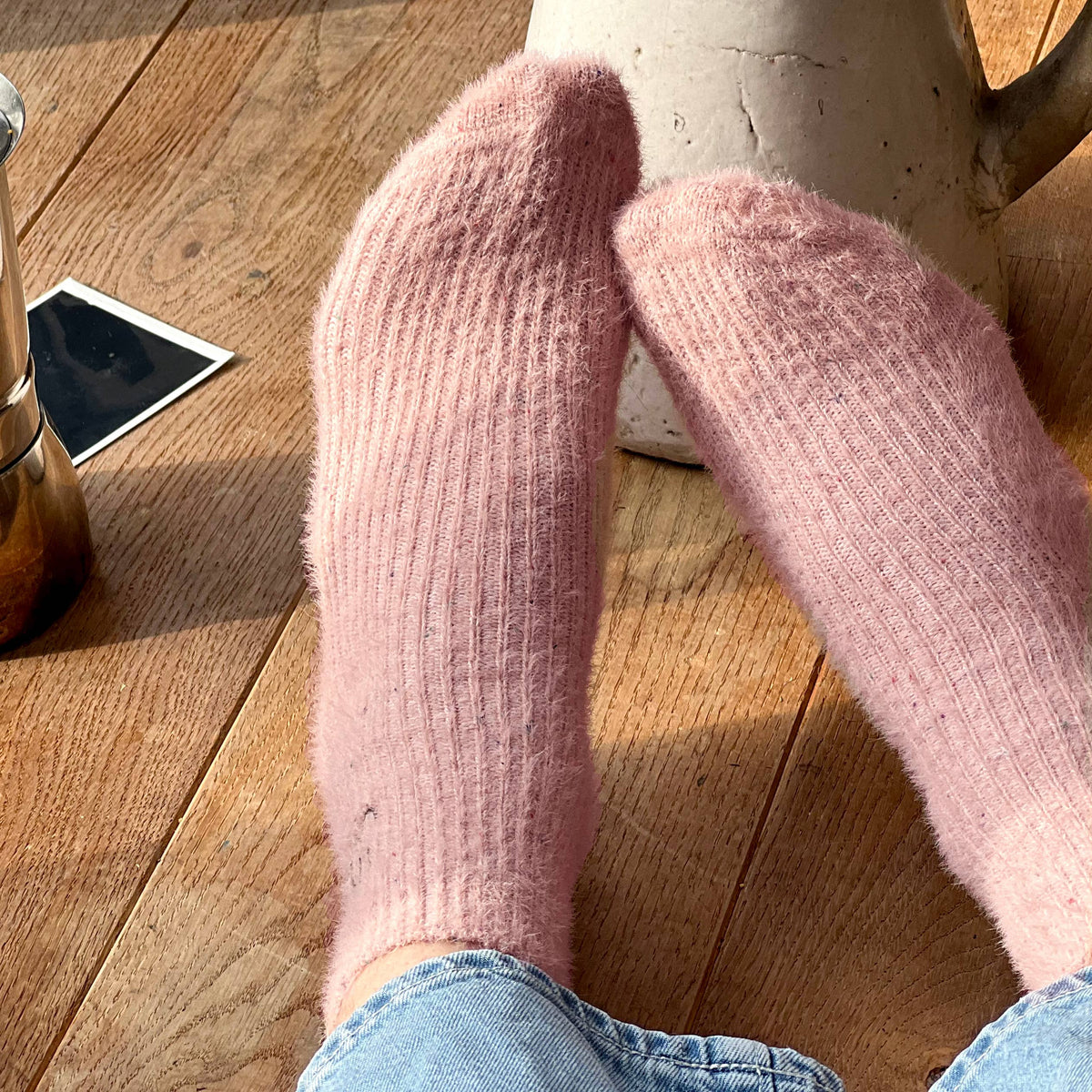 Fluffy Sprinkles Style Luxury Cosy Socks: Women's Blue Confetti 4-7