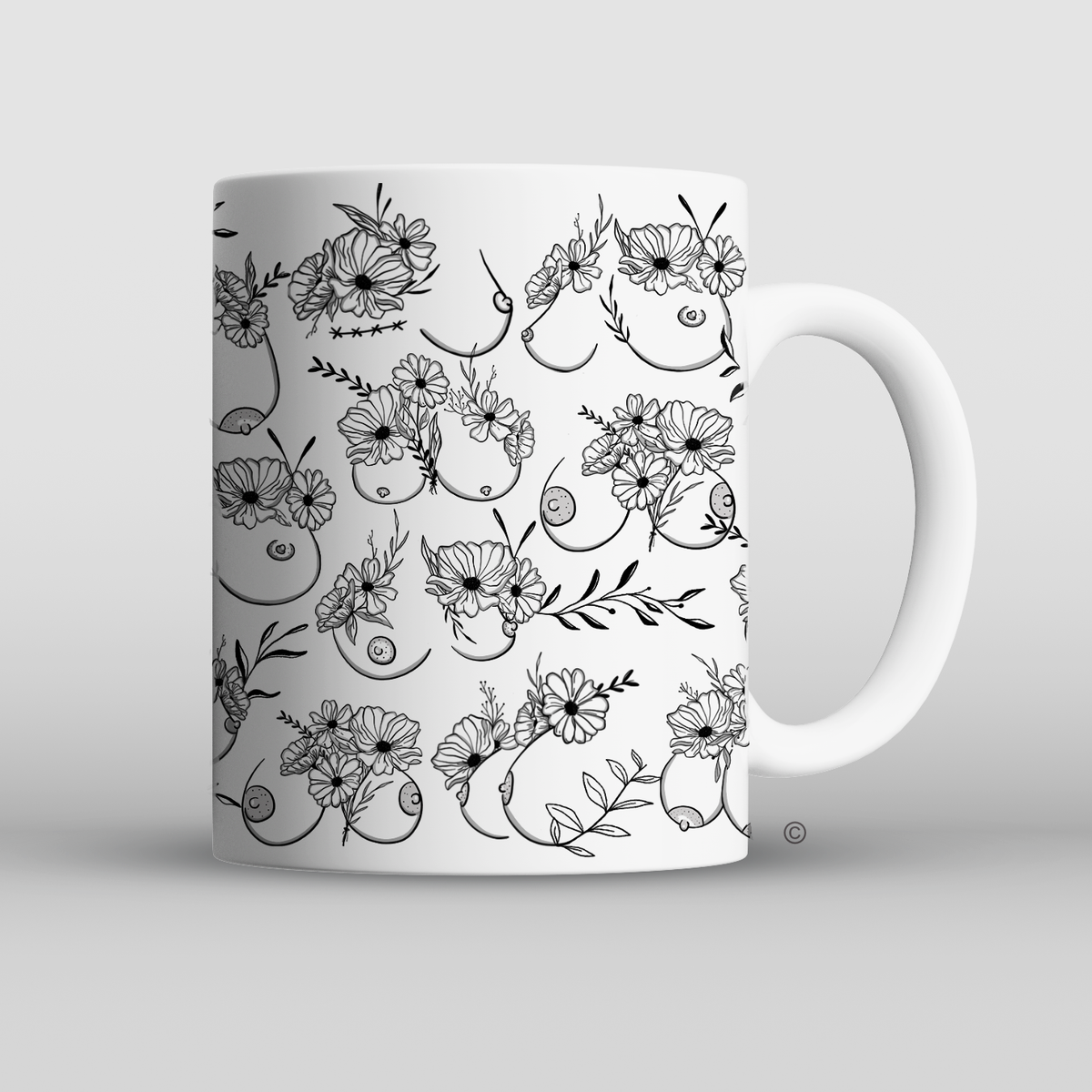 Floral Boob Mug: Pink