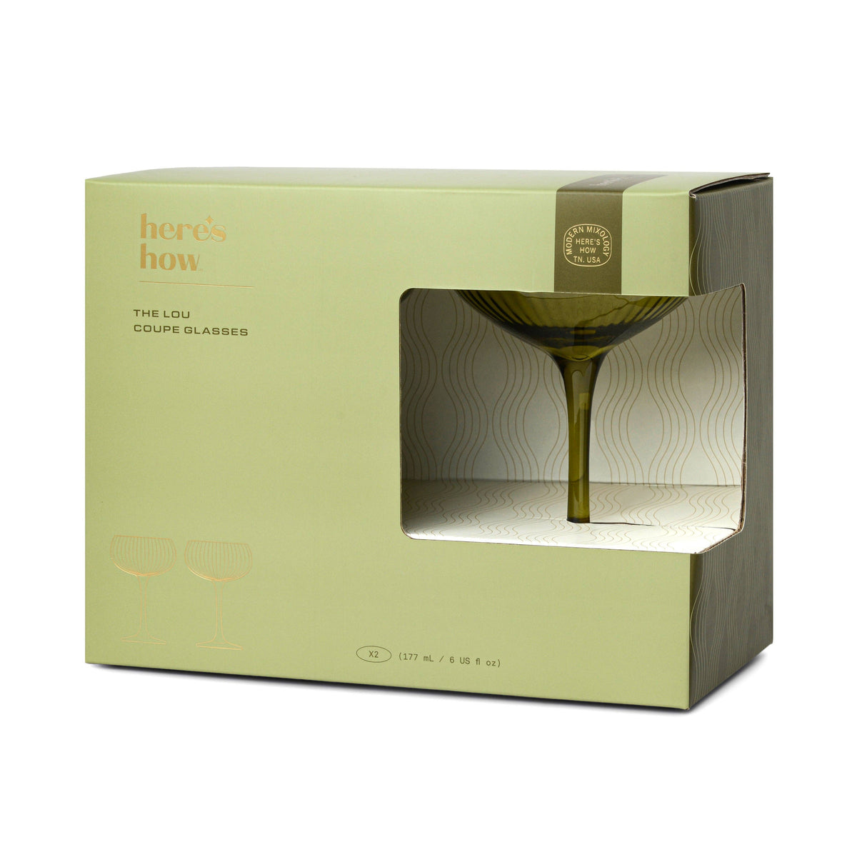 Here&#39;s How The Lou Coupe Glass - Set of 2 Olive