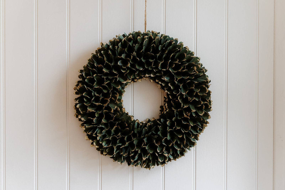 Sparkly Green Christmas Wooden Wreath