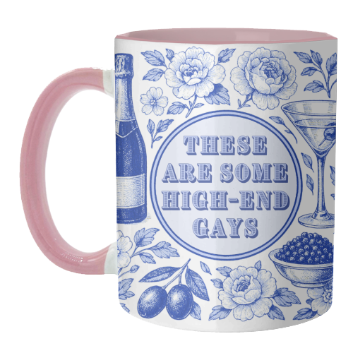 Mugs 'High-end Gays' by Lilly Rose: Mug Colour Inner & Handle 11oz - Blue