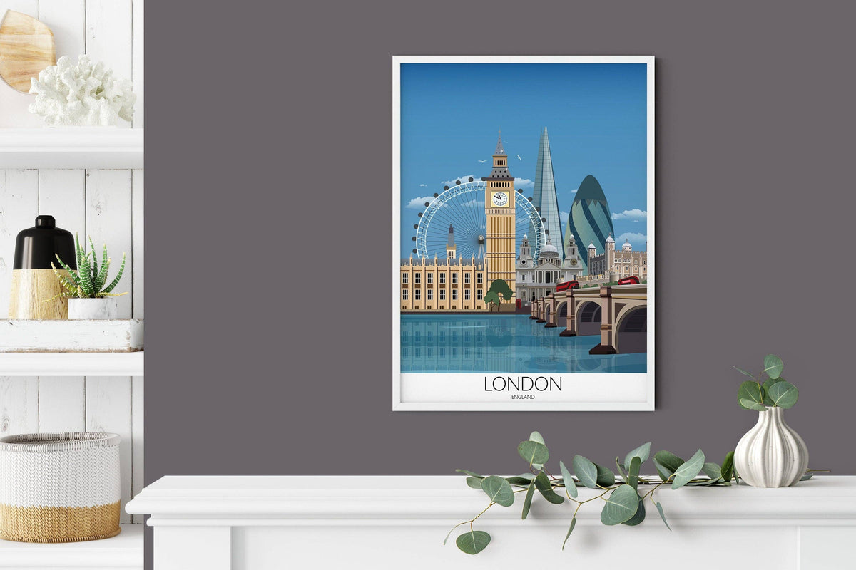 London Travel Print, London Travel Poster, City of London, UK, UK Travel Poster: Fine Art Print / A4 - 8.27 x11.69