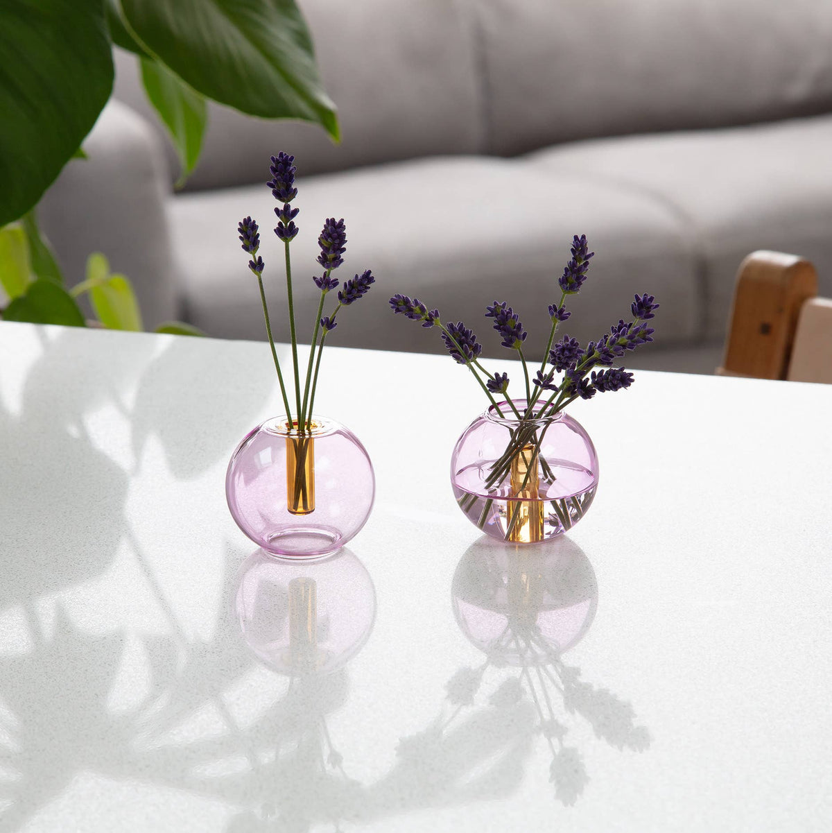 Mini Bubble Glass Vase: Lilac and Peach