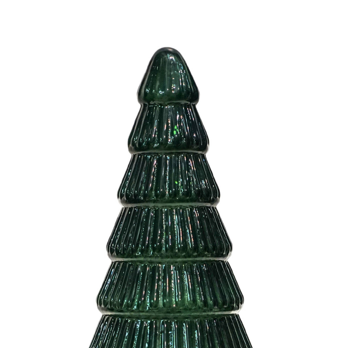 Ivyline Festive Tabletop Decor, Juniper Evergreen Glass Christmas Tree: H41cm W18cm