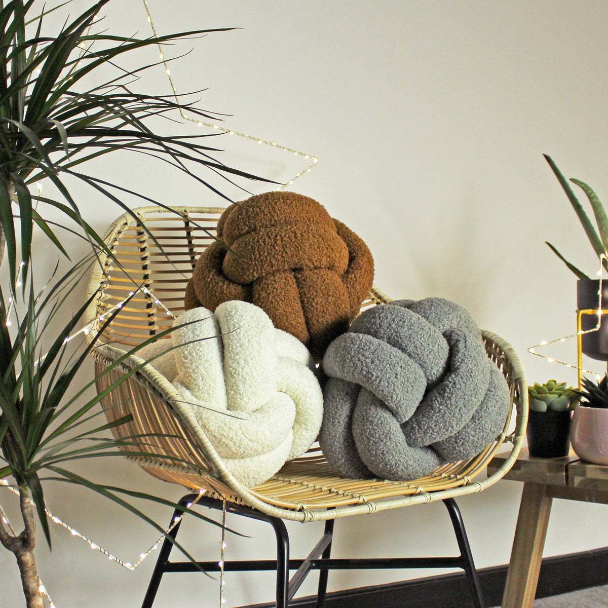Boucle Knot Fleece Cushion Ginger