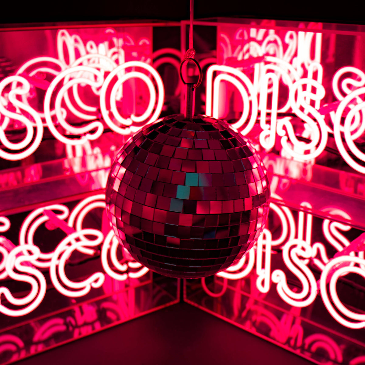 &#39;Disco&#39; Glass Neon Sign - Pink