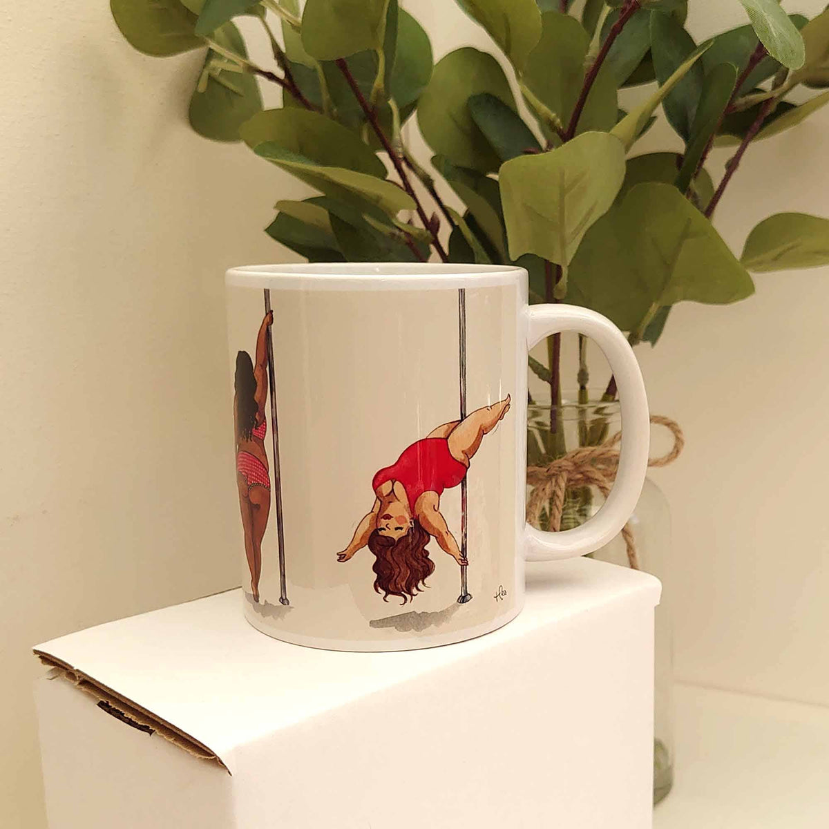 Pole dancer coffee mug, dancing ladies mug