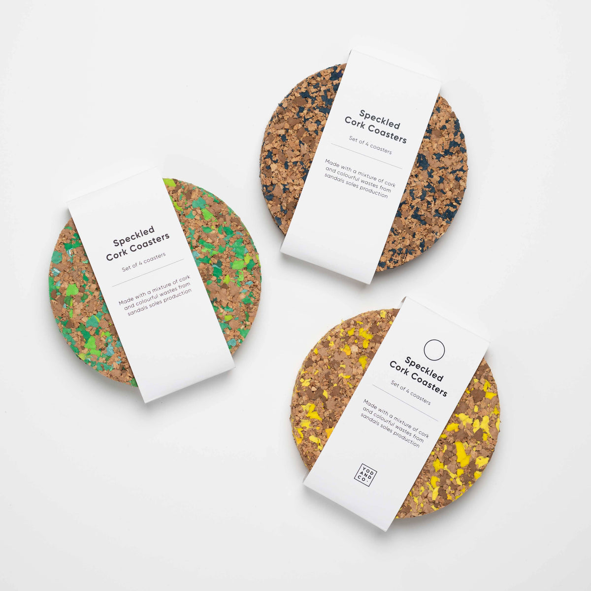 Speckled Round Cork Coasters Set of 4 - Green