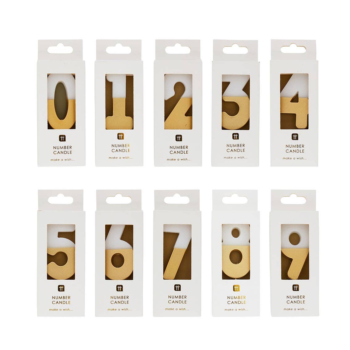 White &amp; Gold Number Birthday Candles Set| 0-9 | 30 Pack |
