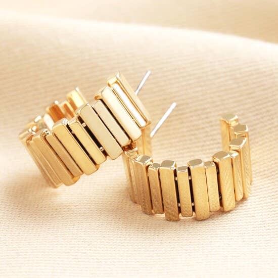 Asymmetrical Layered Bar Hoop Earrings in Gold