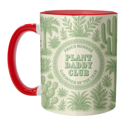 Mugs 'Plant Daddy Club - Gardener of the: Mug Colour Inner & Handle 11oz - Green