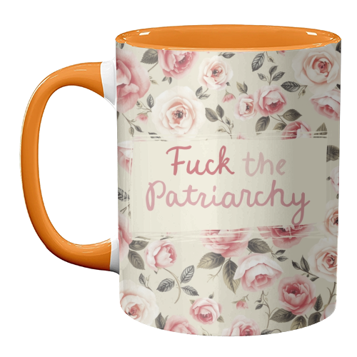 Mugs 'Fuck the Patriarchy vintage style: Mug Colour Inner & Handle 11oz - Pink