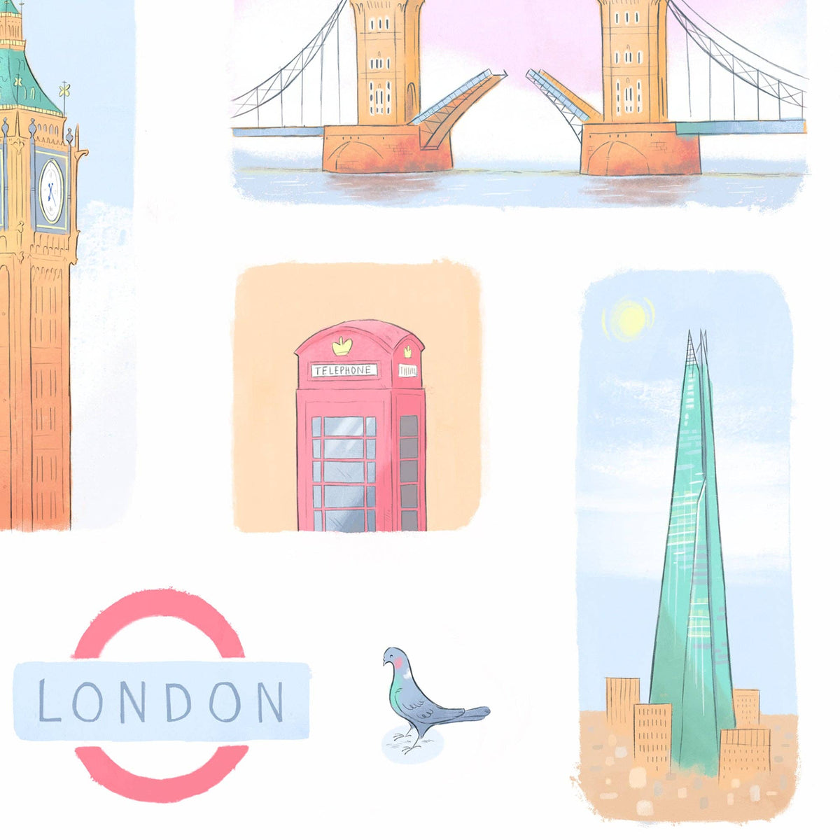 London Landmarks London Print: A3