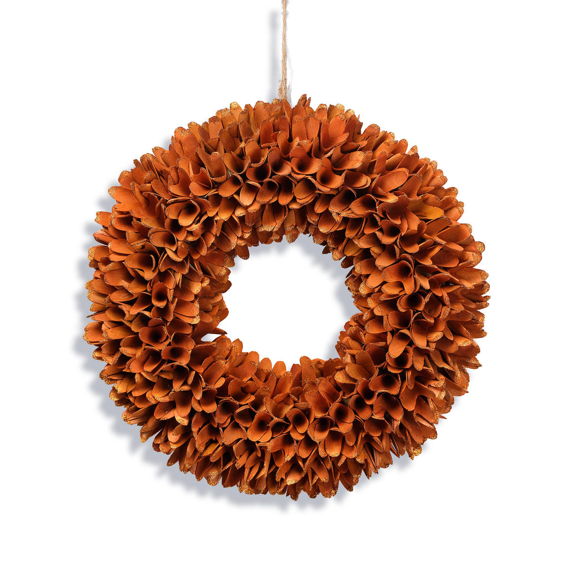 Sparkly Orange Autumnal Wooden Wreath