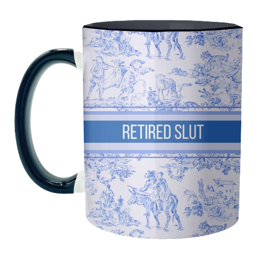 Mugs 'Retired Slut' by Lilly Rose: Mug Colour Inner & Handle 11oz - Blue