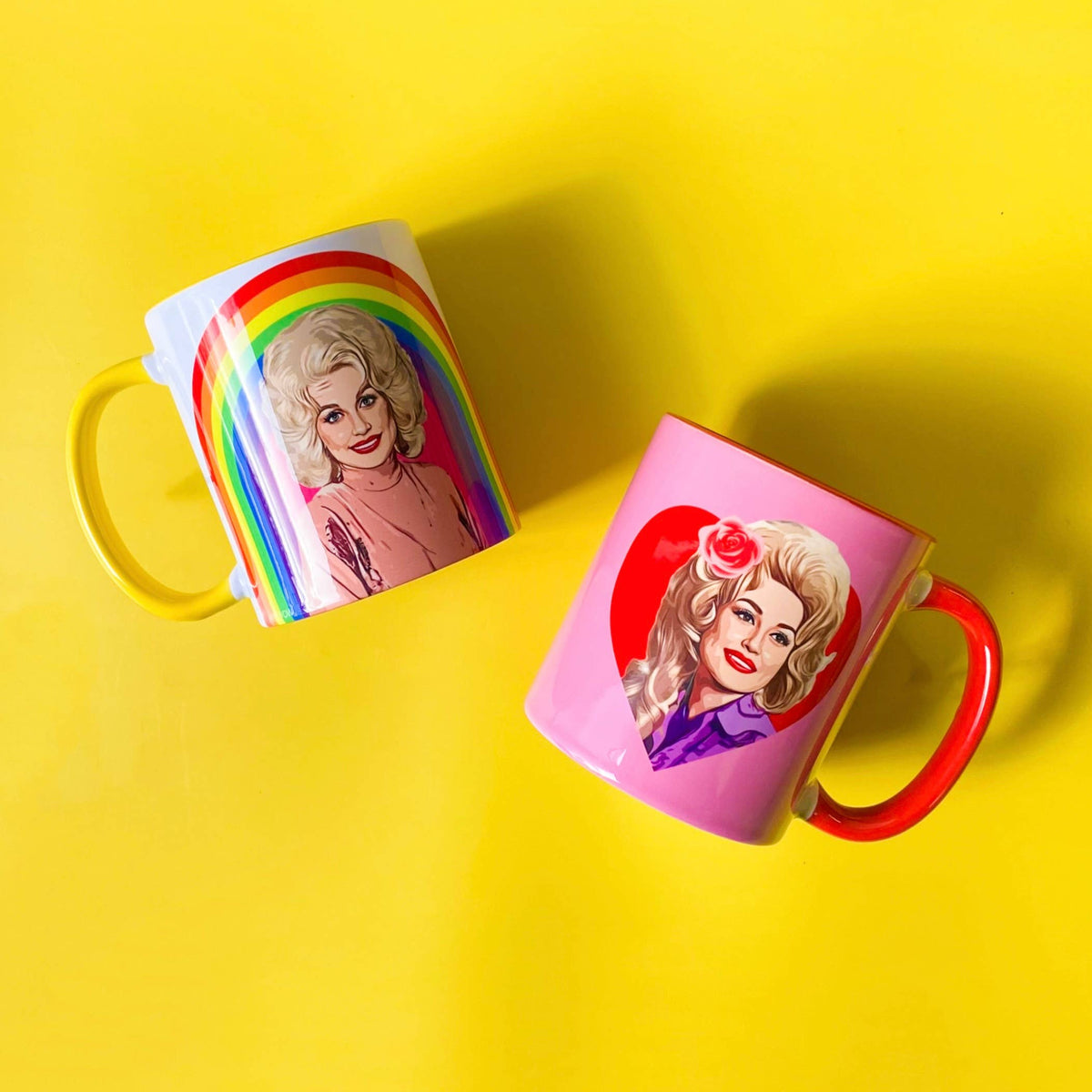 Mugs 'Dolly in Red Heart' by DOLLY WOLFE: Mug Colour Inner & Handle 11Oz - Red