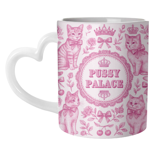Mugs 'Pussy Palace' by Lilly Rose: Mug Colour Inner & Handle 11oz - Pink