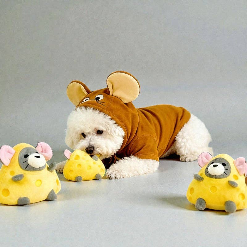 Plush Animal Squeaky Dog Toy with Crinkle Sound: Mouse 13*13*10cm