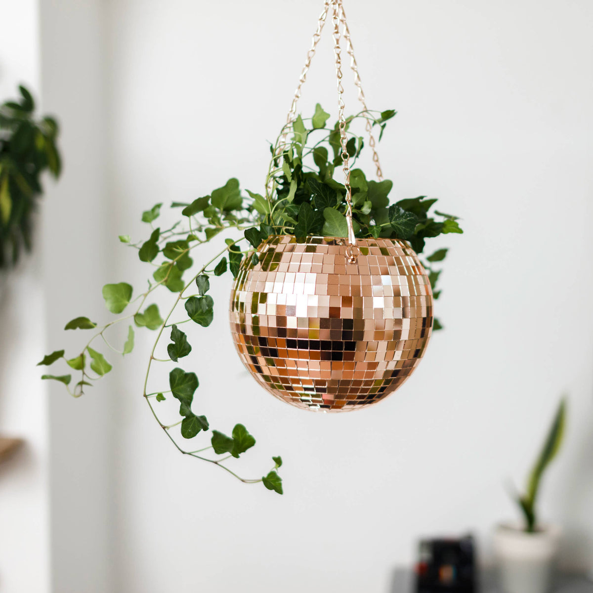 Disco Ball Hanging Planter Rose Gold 8-inch | Giftware