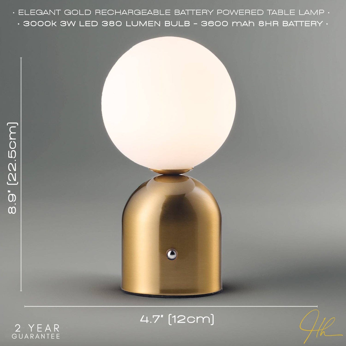 Modern Satin Gold Rechargeable Touch Dimmable Table Lamp with Opal Globe Shade
